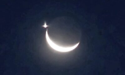Fenomena Bulan Sabit bersanding Bintang, Jum'at (24/3/2023) [arasynews]