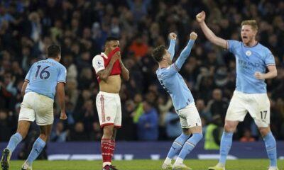 Manchester City menang 4-1 melawan Arsenal pada pekan 33 Liga Inggris (AP/Martin Rickett)