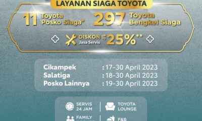Momen idul fitri 1444 H, PT Toyota Astra Motor (TAM) telah menyiapkan sebanyak 308 titik pelayanan servis yang ditujukan bagi para pelanggan [astra]