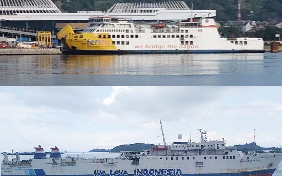 Kapal Ferry Ekspress (atas) Kapal Ferry Reguler (bawah
