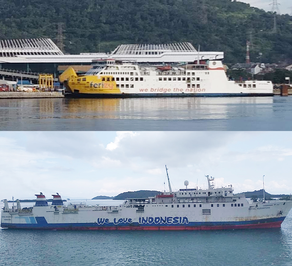 Kapal Ferry Ekspress (atas) Kapal Ferry Reguler (bawah