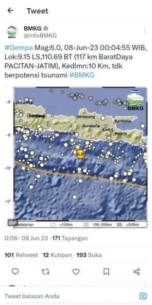 Informasi gempa di Pacitan [bmkg]