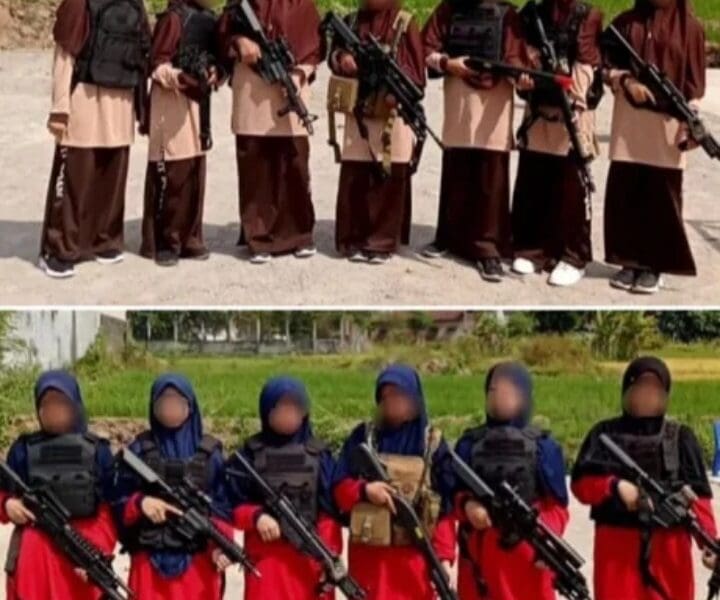 Foto santriwati Magetan yang membawa airsoft gun [9gag]