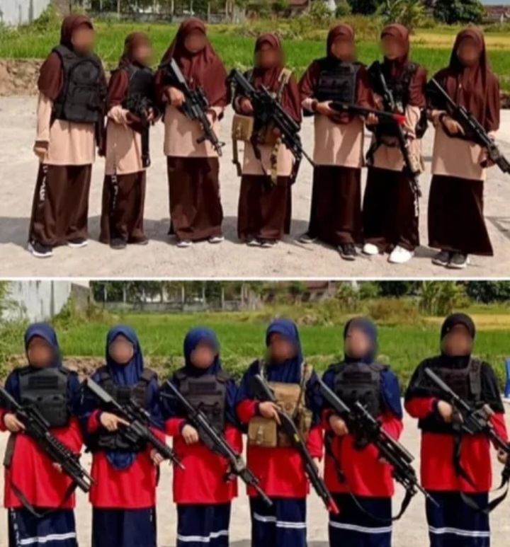 Foto santriwati Magetan yang membawa airsoft gun [9gag]