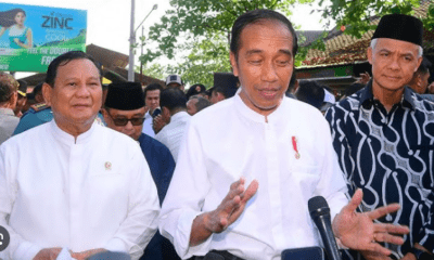 Presiden Joko Widodo, Prabowo Subianto dan Ganjar Pranowo mengunjungi Pasa Grogolan Pekalongan [disway]