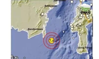 Gempa bumi dengan magnitudo (M) 7,4 telah mengguncang Tanah Bumbu, Kalimantan Selatan (Kalsel) [tribunnews]