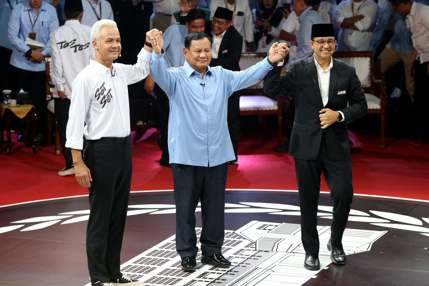 Debat capres pertama 2024, Ganjar Pranowo, Prabowo Subianto, dan Anies Baswedan [jpnn]