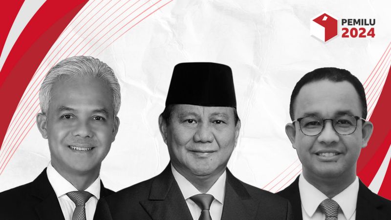 Capres 2024, Ganjar, Prabowo, Anies bbc]