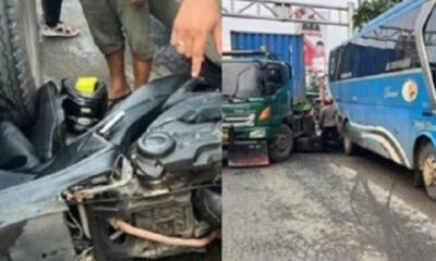 Aksi heroik 2 polisi di Kubu Raya Kalimantan Barat yang rela korbankan motornya demi ganjal bus yang gagal nanjak [lampungtime]