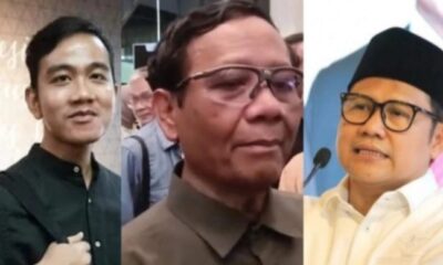 3 cawapres 2024, Gibran, Mahfud MD, Cak Imin [suara]