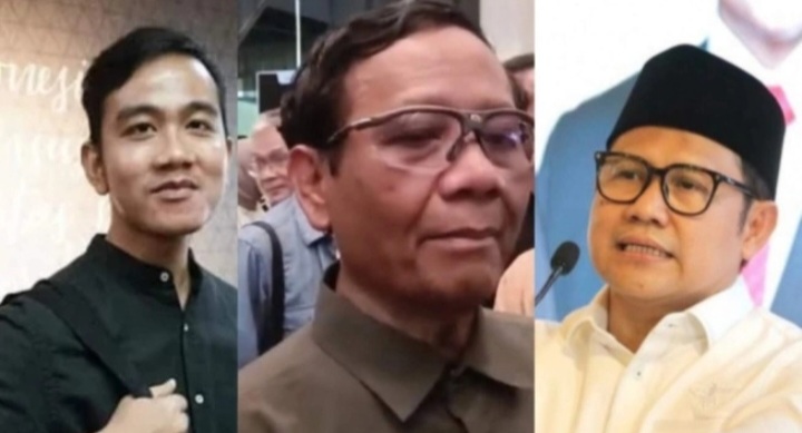 3 cawapres 2024, Gibran, Mahfud MD, Cak Imin [suara]