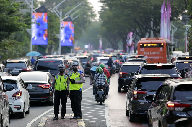 Ilustrasi rekayasa lalu lintas kampanye akbar Pemilu 2024 [gatra]