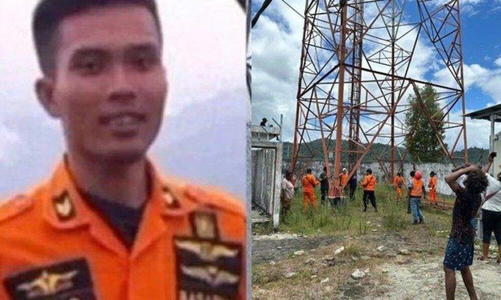 Tri Sudarno tewas terjatuh dari tower ketika sedang mengevakuasi warga yang akan bunuh diri di Jayapura, Papua [tribunnews]