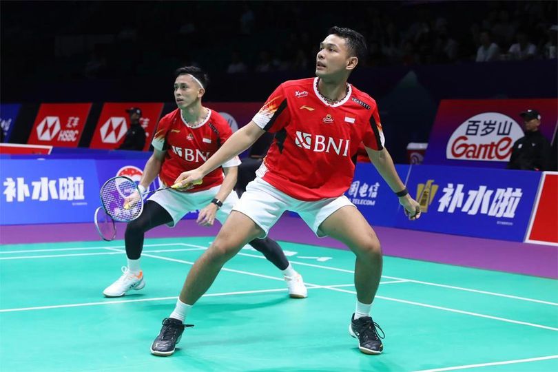 Fajar Alfian/Muhammad Rian Ardianto saat berlaga di Thomas Cup 2024 [bola]