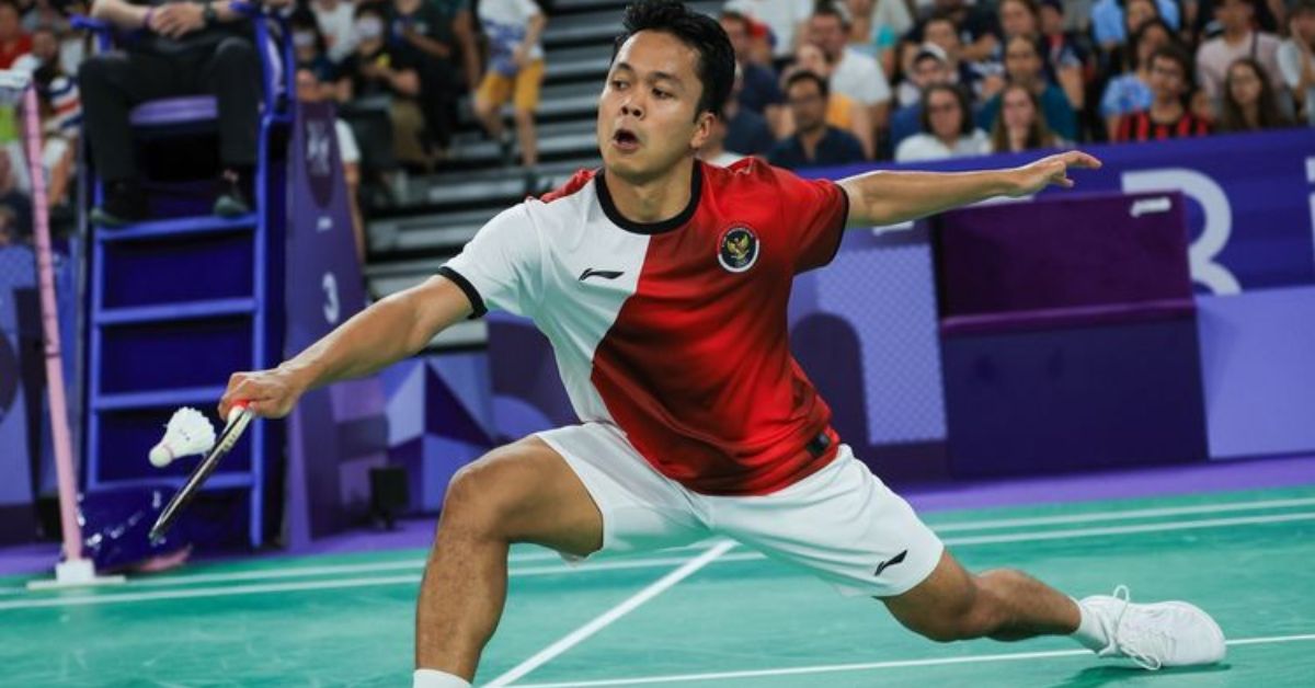 Ginting takluk dari wakil Prancis, Toma Junior Popov di fase grup Olimpiade Paris 2024 (Foto: NOC Indonesia)
