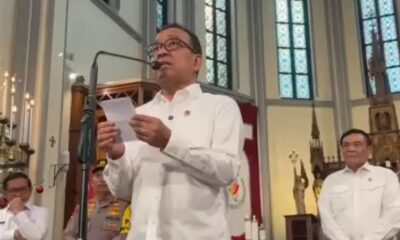 Pratikno sampaikan salam Prabowo pada umat Kristiani saat misa malam di Gereja Katedral, Jakarta Pusat, Rabu (24/12/2025) [viva]