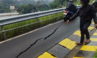 Jalan khusus motor di Batutulis Bogor retak [metrobogor]