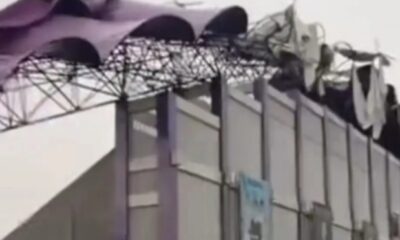 Atap Stadion rusak akibat angin puting beliung [idntimes]