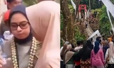 Jembatan Pangandaran ambruk usai diresmikan Bupati [tribunnews]