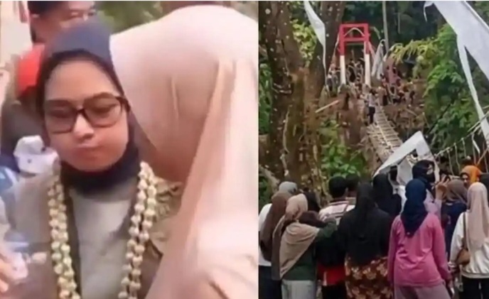 Jembatan Pangandaran ambruk usai diresmikan Bupati [tribunnews]