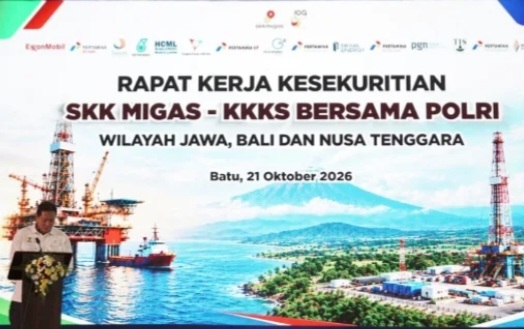 Rapat Kerja Kesekuritian SKK Migas dan Kontraktor Kontrak Kerja Sama (KKKS) Wilayah Jabanusa 2026 pada Rabu (21/10/2026) [suarajatim]